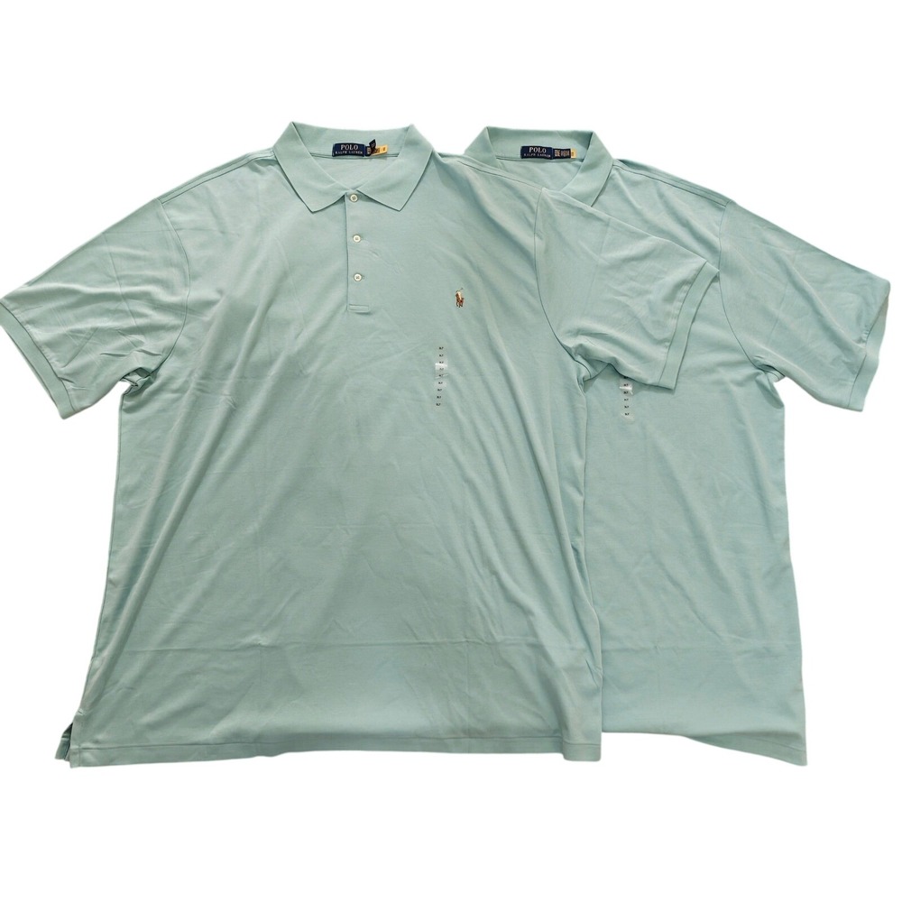 Set Of 2 Polo Ralph Lauren Men's Big & Tall Mint Green Short Sleeve Polo Shirts